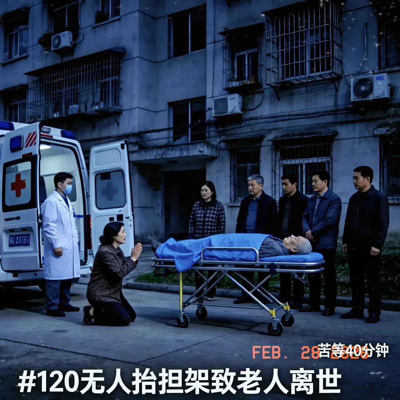 太痛心！120到了却没人抬担架，老人苦等40分钟离世真的看哭了！85岁老人