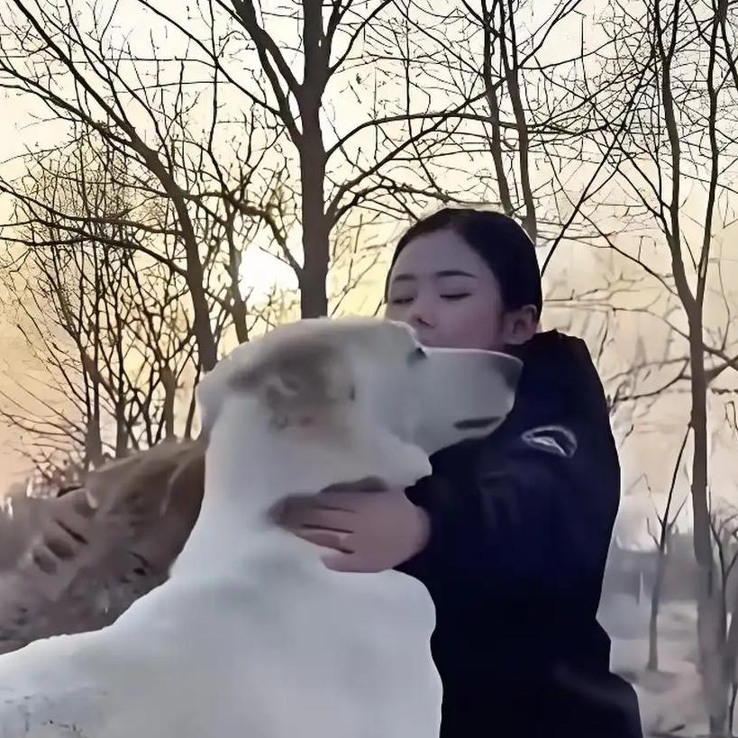 近日，内蒙古巴彦淖尔野生动物保护站发生了一幕温馨而特别的场景：一只怀孕的野生母狼
