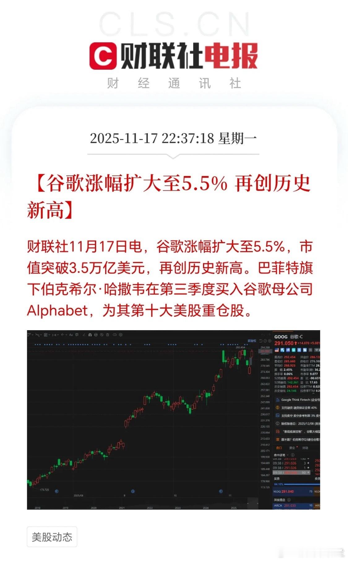 谷歌又创历史新高，别再恐高咱们的人工智能企业了，以后得人工智能者得科技，大漂亮起