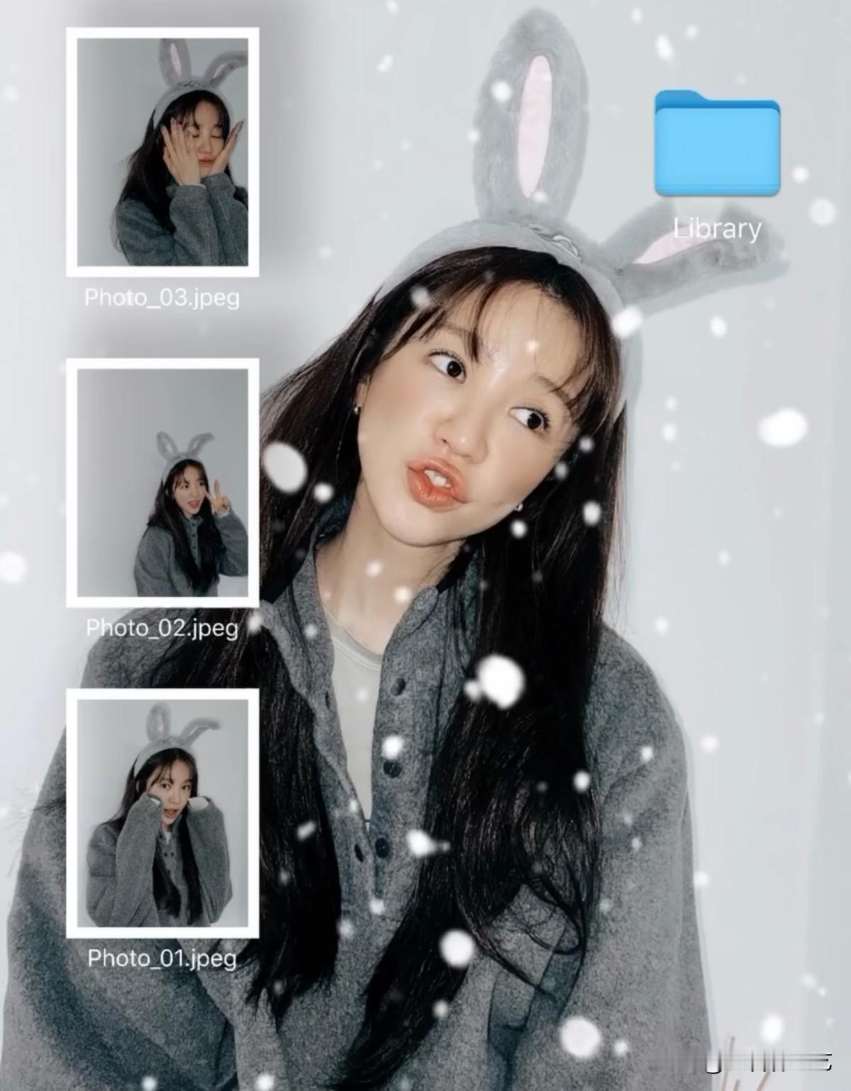 近日，演员尹恩惠在自己的Instagram上写道“好可爱，我居然长了一张兔子脸