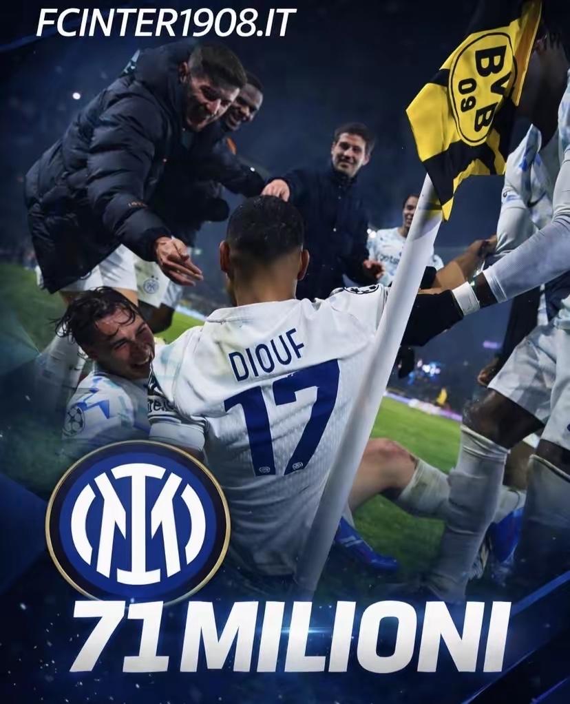 巨款入账！25/26赛季欧冠小组赛已结束，国际米兰8场比赛取得5胜3负的战绩，位