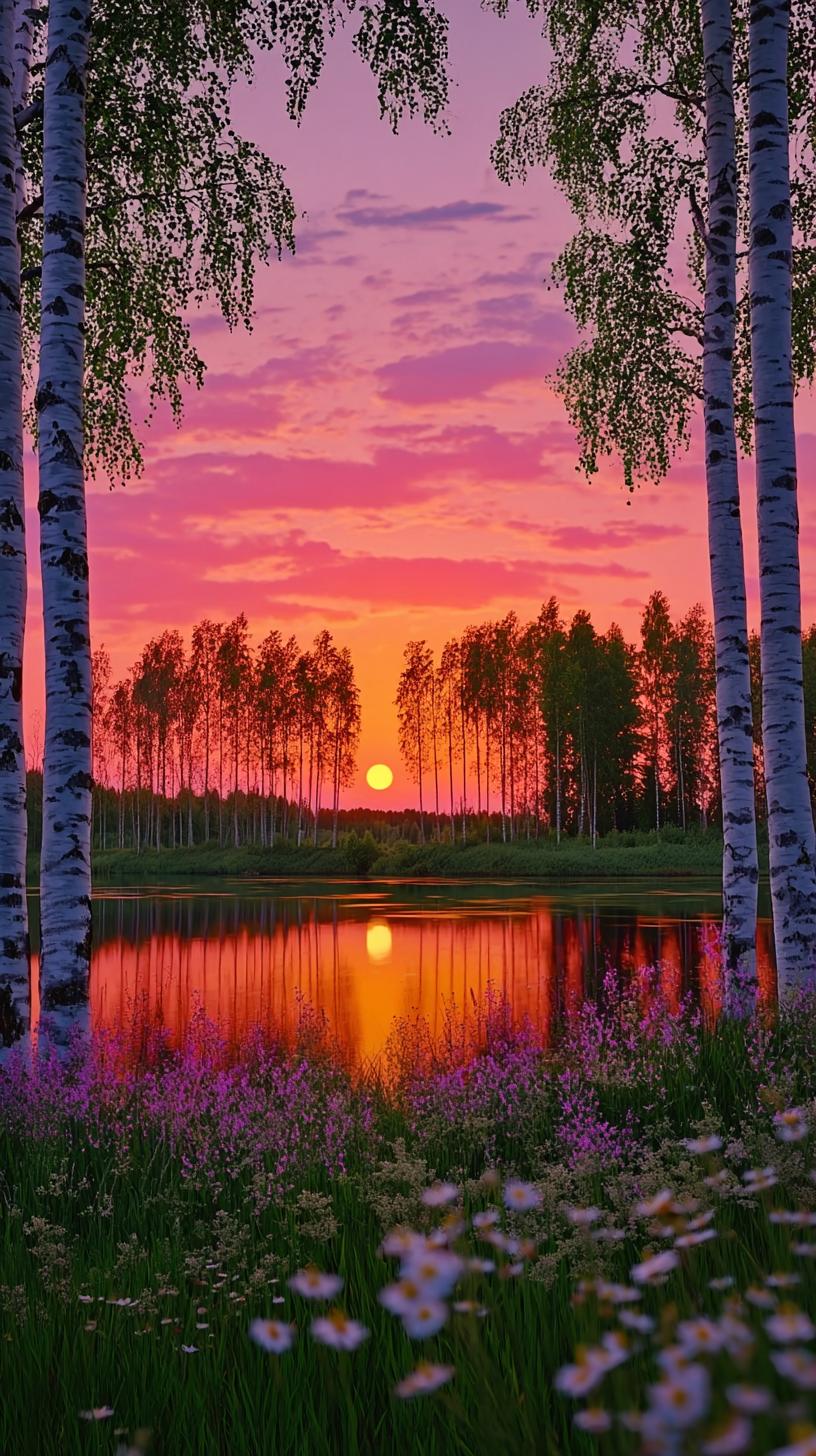 这落日景色美得就像画一样！