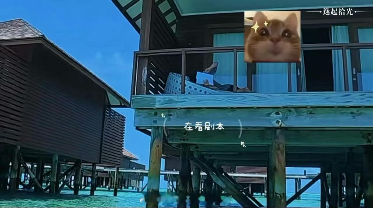 敬业的威龙宋威龙旅游间隙看剧本宋威龙在马尔代夫还在看剧本