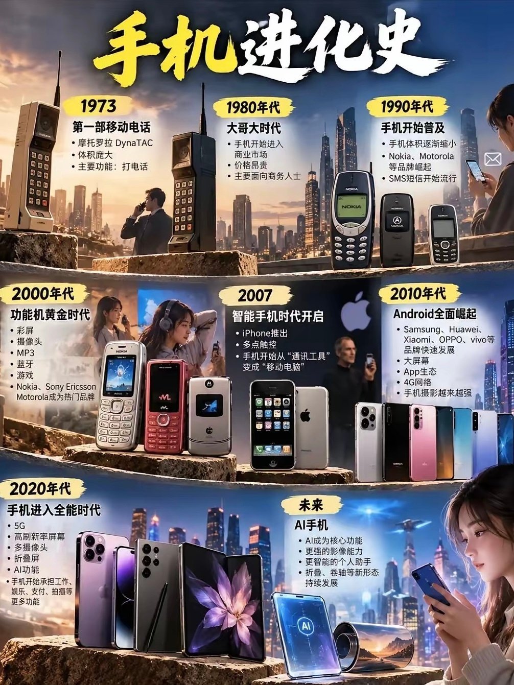 手机进化史，大家的第一部手机，是哪一年入手的？​