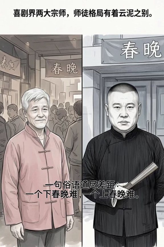 赵本山和郭德纲的师徒格局之差，一个下春晚难，一个上春晚难！#赵本山#郭德纲#画一个故事