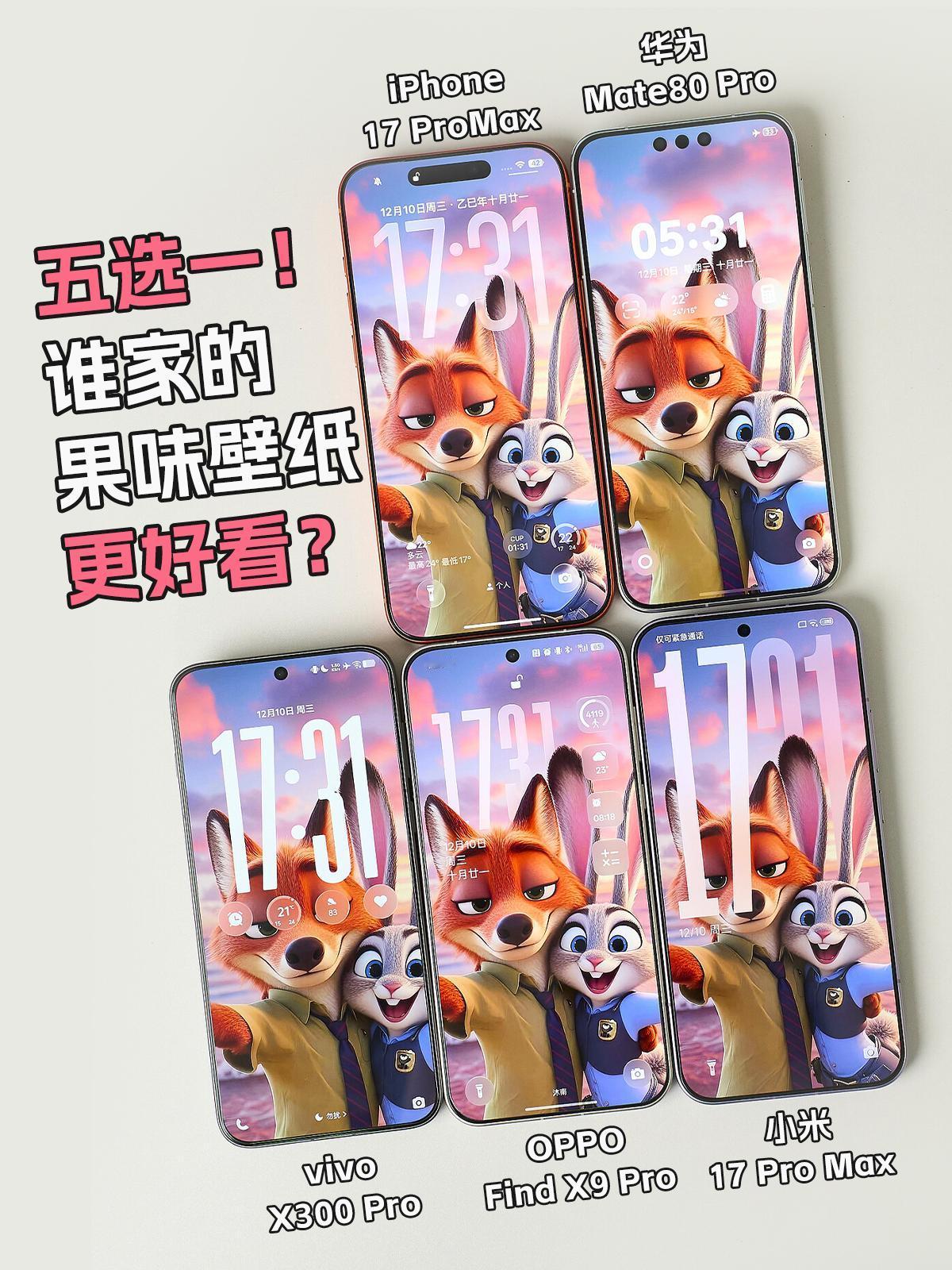 大杯旗舰集合，谁家的果味壁纸更好看？苹果的审美还是太超前了，虽然iOS26刚发