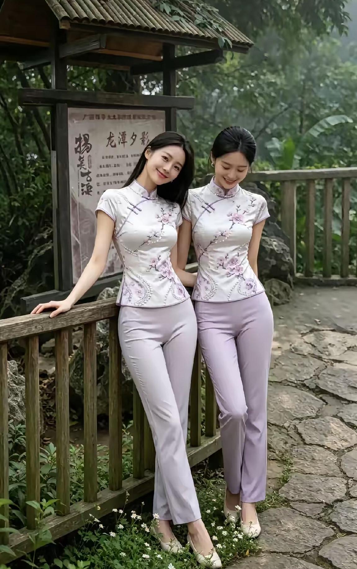 两位小老妹，身形好，人漂亮，太带劲了。气质老姐