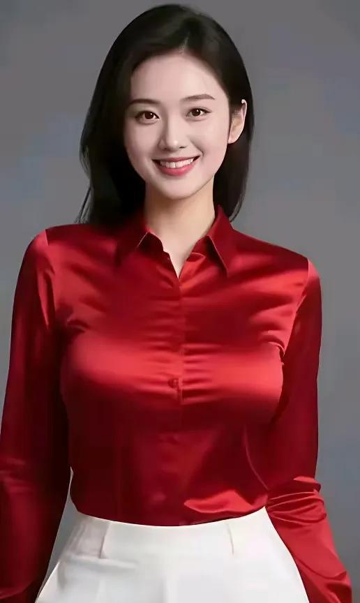 红衣美女红装素袂映娇容，裙舞春风韵万重。笑靥含情眸漾水，朱唇欲语醉霞浓。