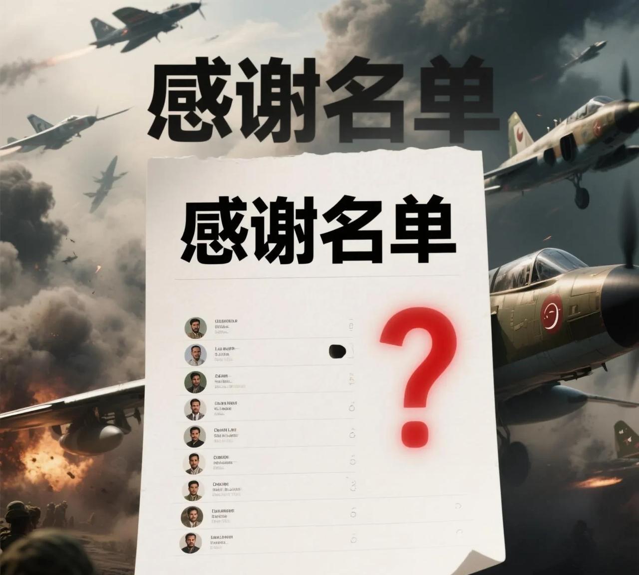 巴基斯坦“感谢名单”闹乌龙？吃瓜群众集体看呆！救命！巴基斯坦空战大胜后的感谢名