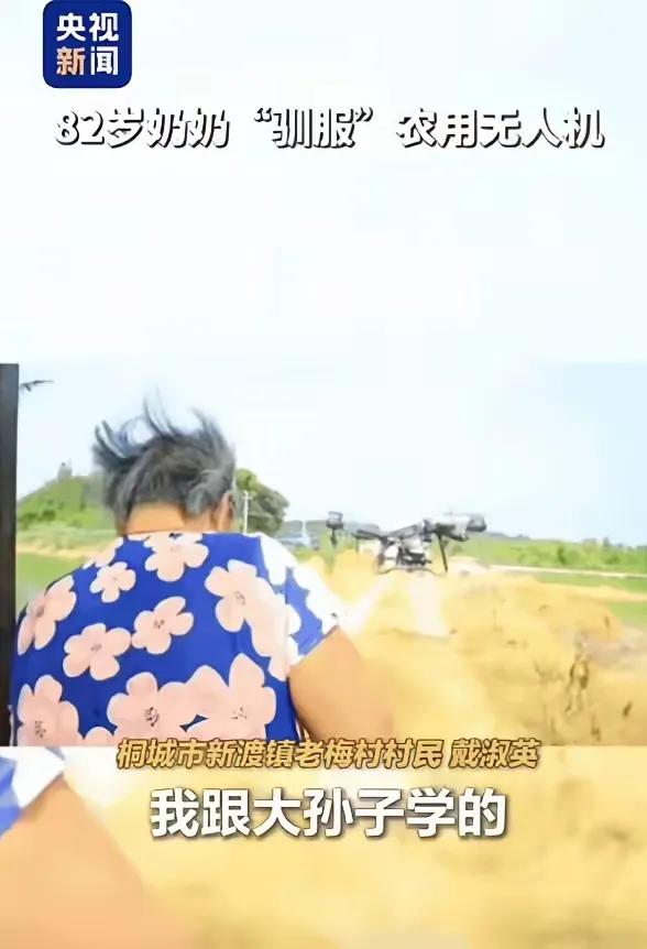 这篇文章讲述了安徽一位82岁的奶奶戴淑英，积极学习使用无人机帮助孙子打药施肥的感