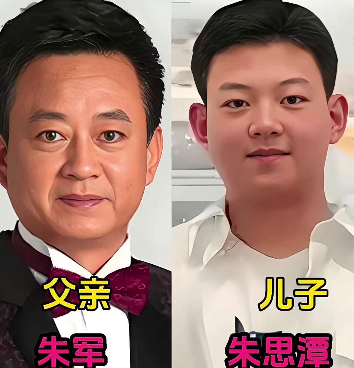 刚强与儿子同框郭志坚与儿子同框朱军与儿子同框三位央视名嘴与儿子同框，孩子们