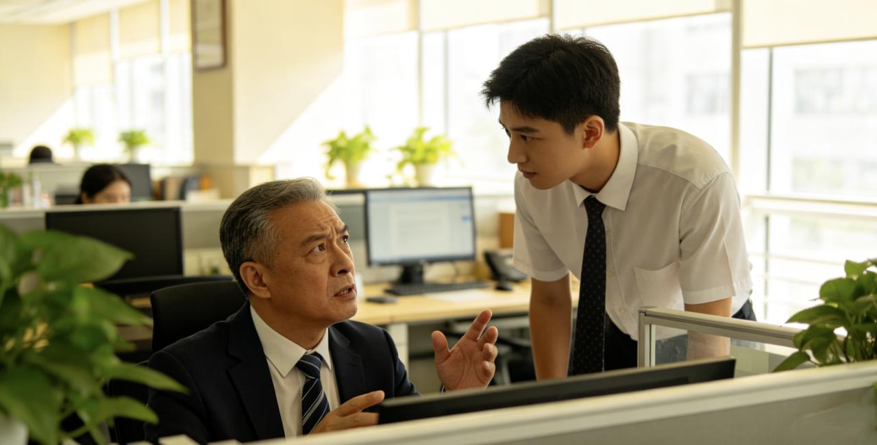 老员工离职，领导让新来的小陈跟他交接。一个月时间，他每天准时上下班，给小陈讲了一