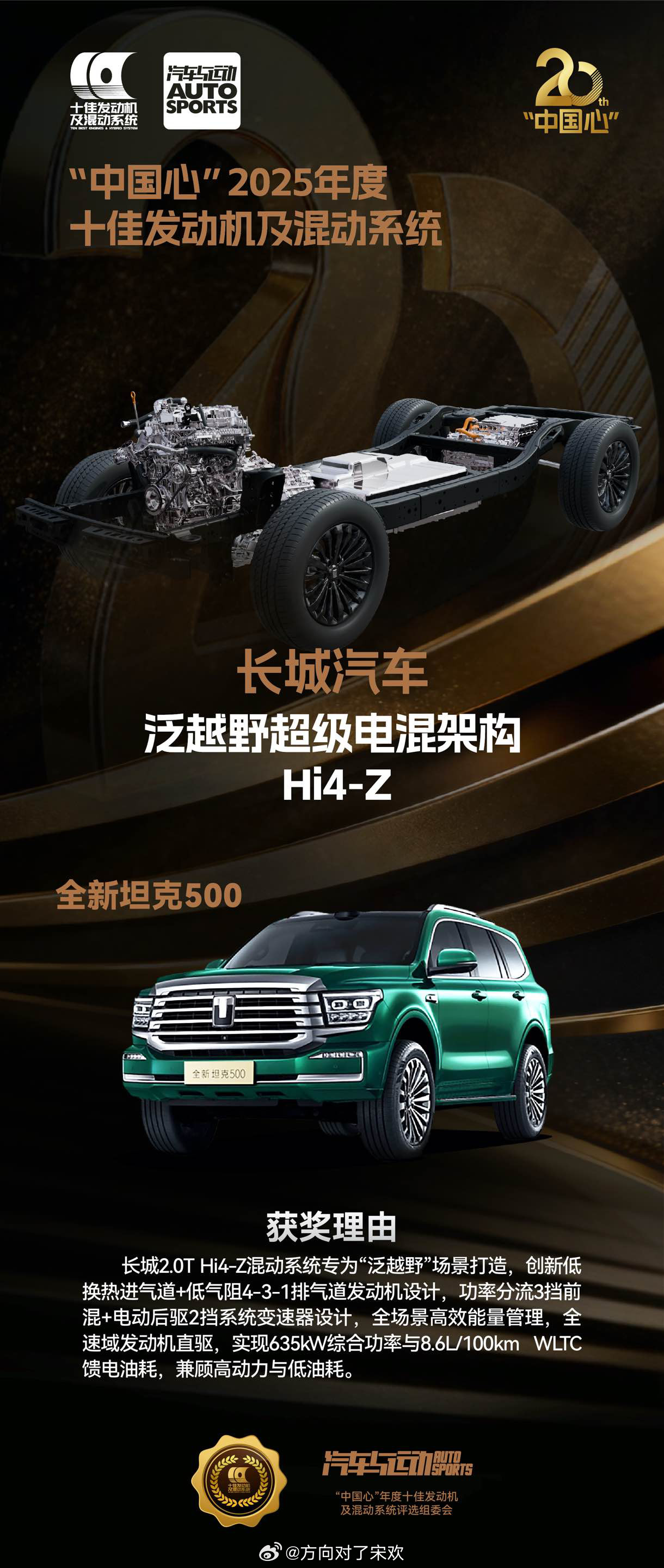 长城汽车Hi4-Z斩获“中国心”十佳发动机及混动系统奖项，核心源于其技术突破性与