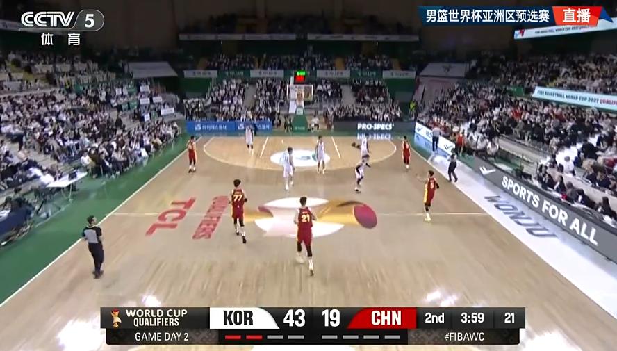 第二节没打完就落后了20分+，中国男篮退步了还是韩国队进步了？亚洲杯预选赛，