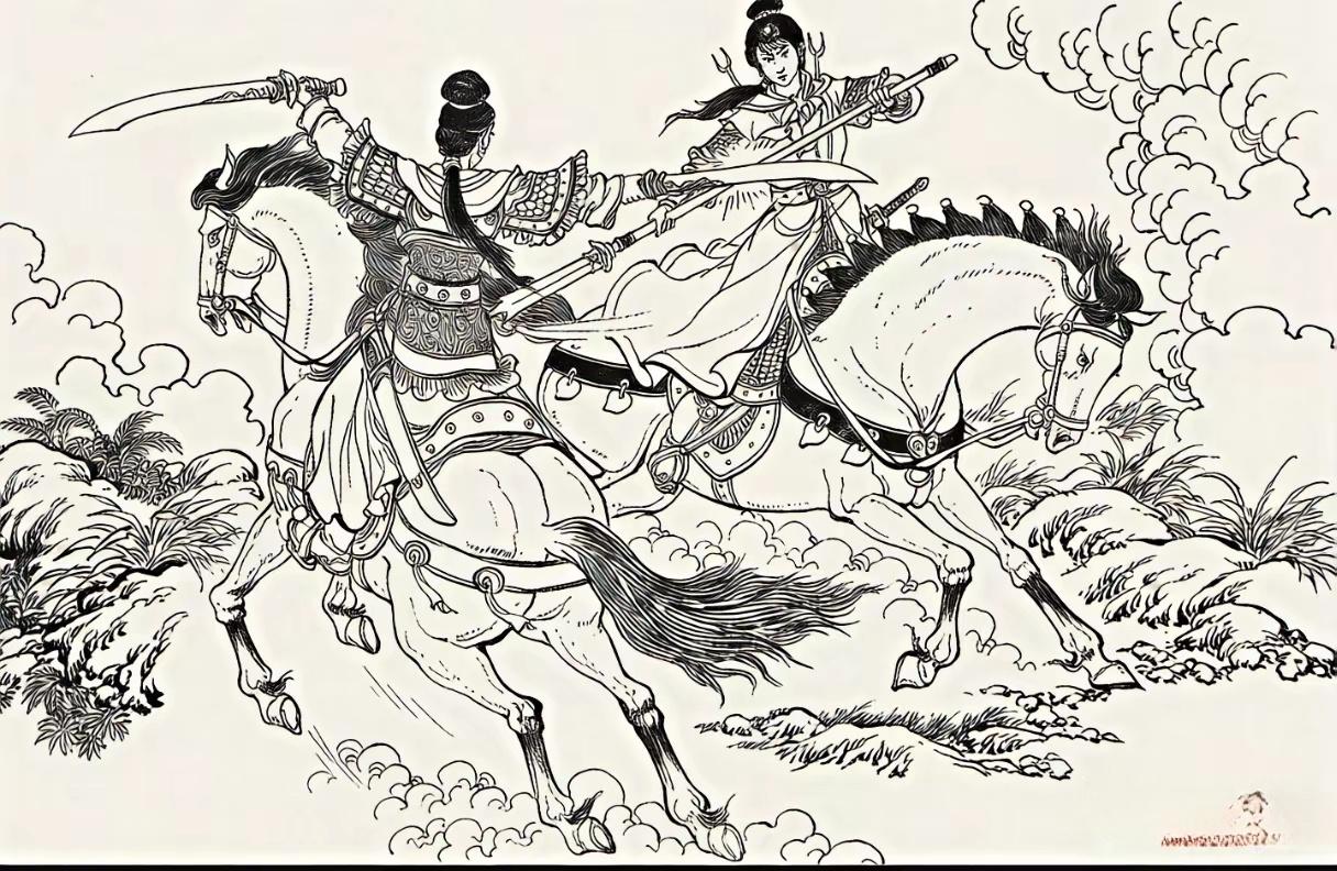 梁山兵马攻打丰田镇，镇上有位女将用飞叉连胜数阵。一丈青扈三娘舞动双刀杀...