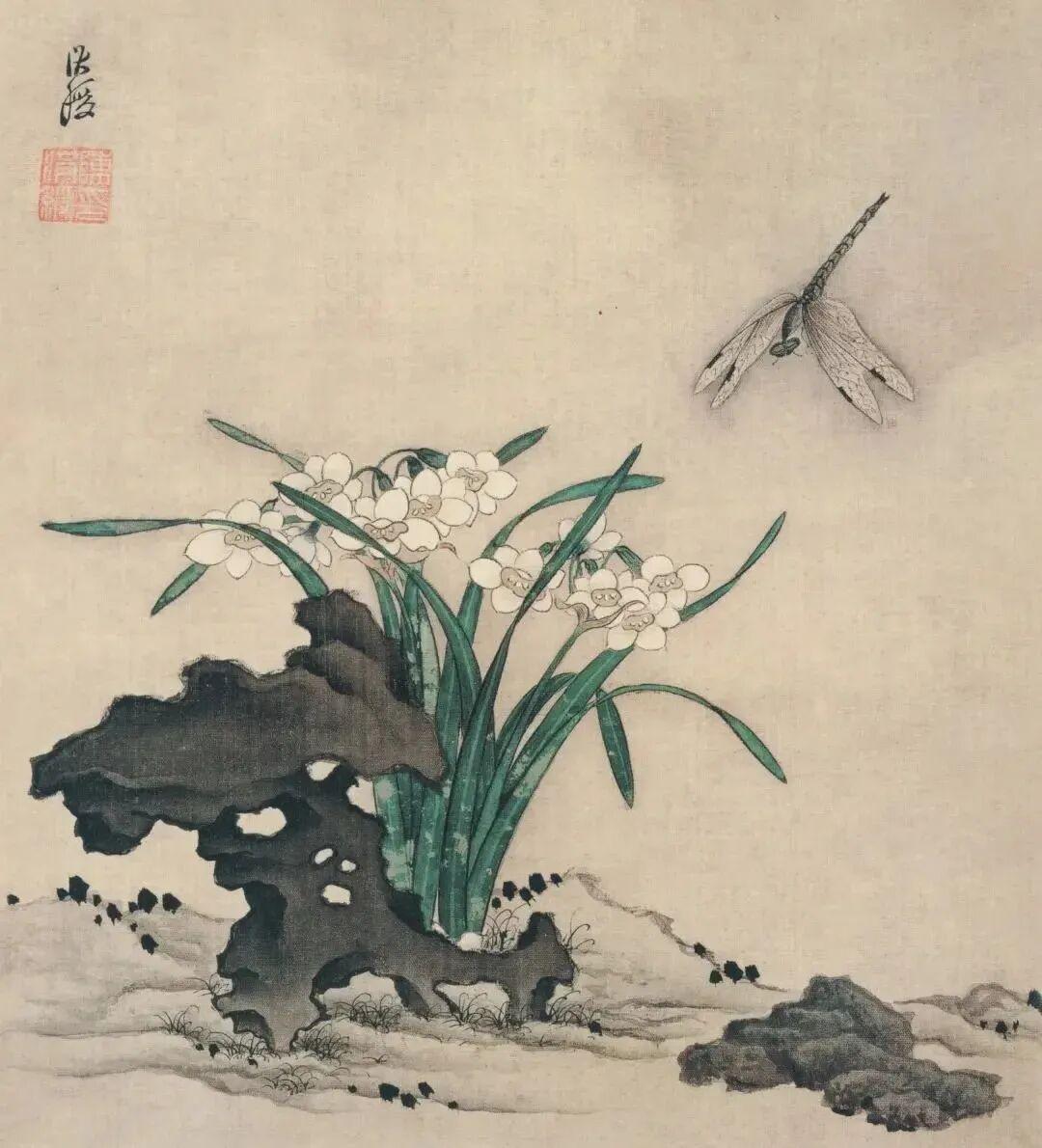 陈洪绶的《花鸟册二十开》是花鸟画创作的巅峰之作。-多以绢本设色为主，尺寸