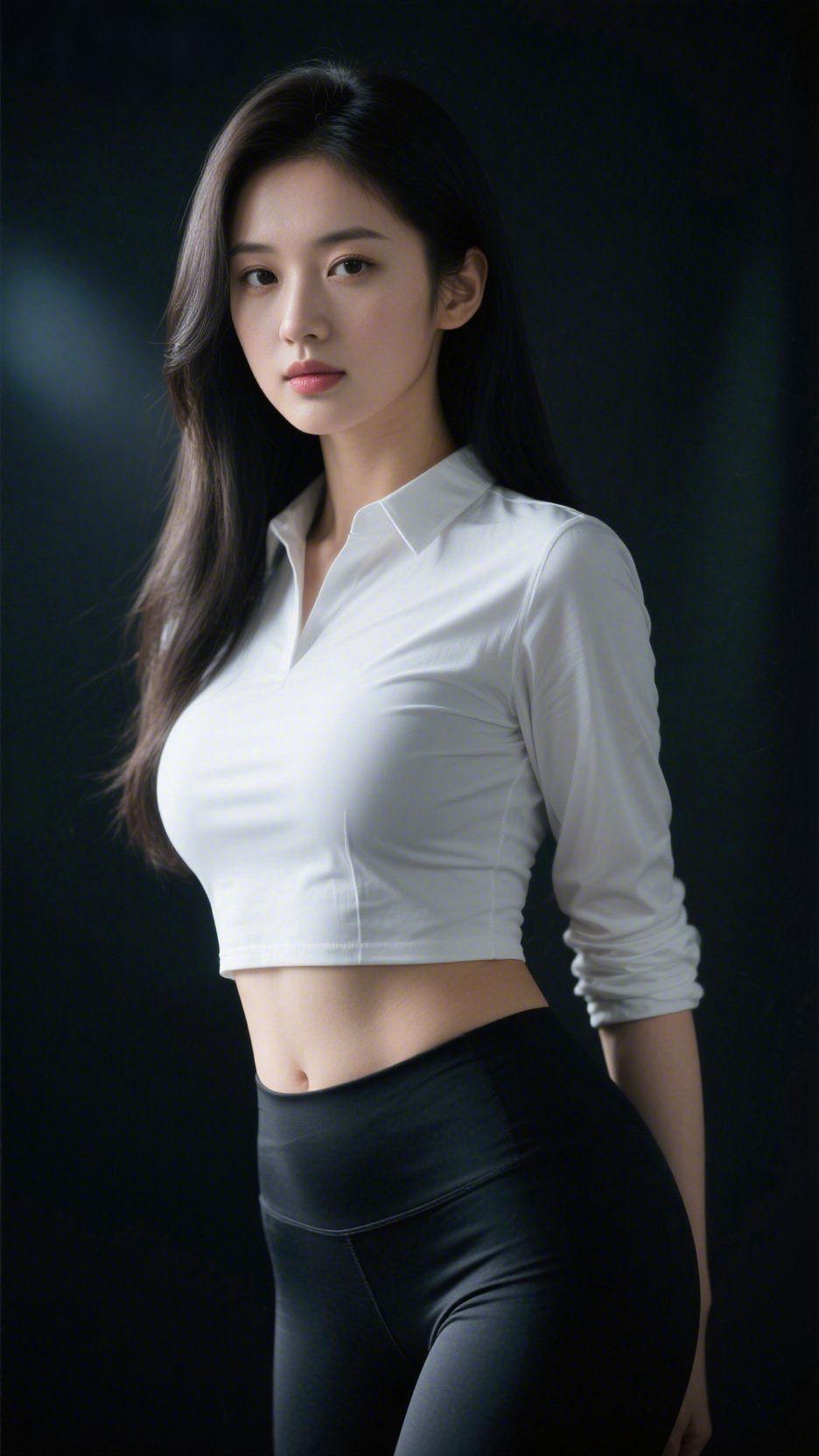 素衫栖光的松弛暗调背景里，白衫像接住了一束轻光——软质衣料裹着舒展的形态，