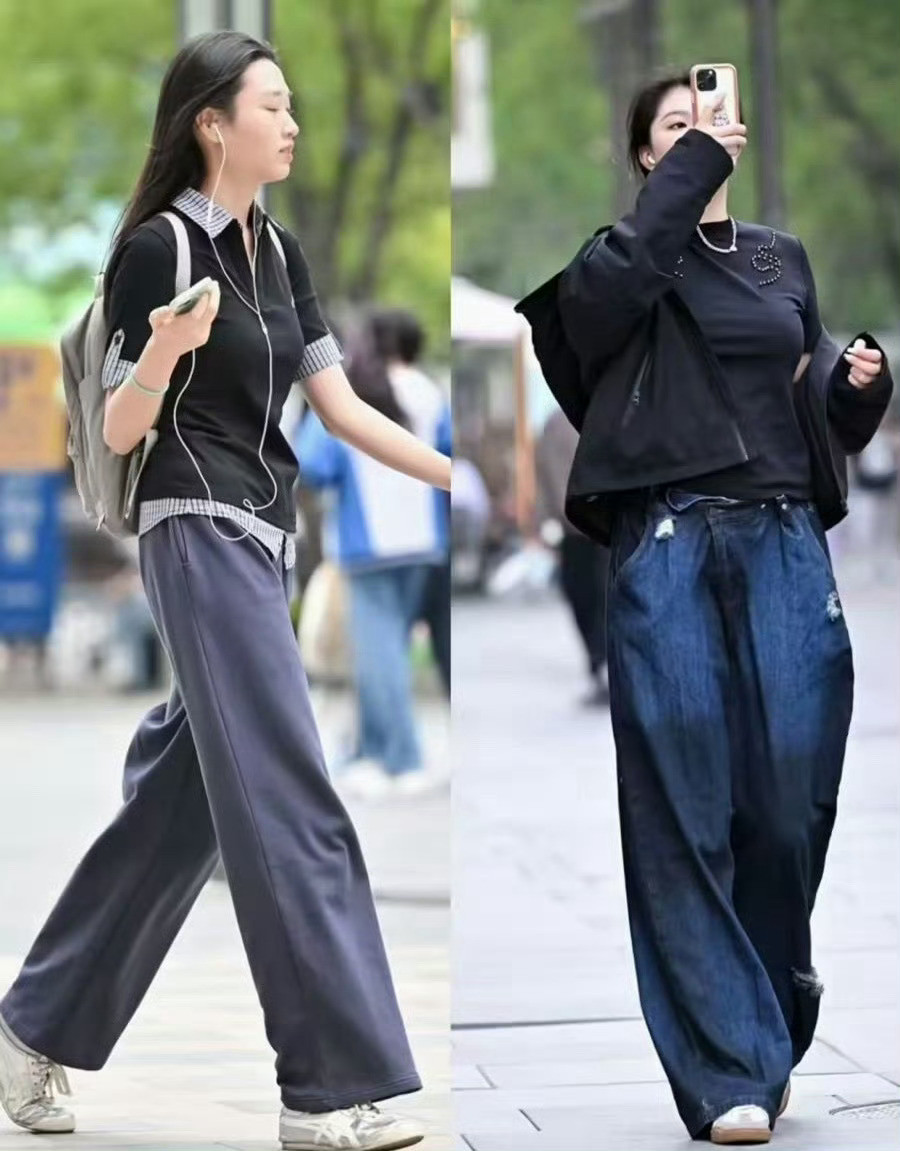 去过三里屯都知道：老爹鞋早不兴了！满大街都是“阔腿裤+德训鞋”