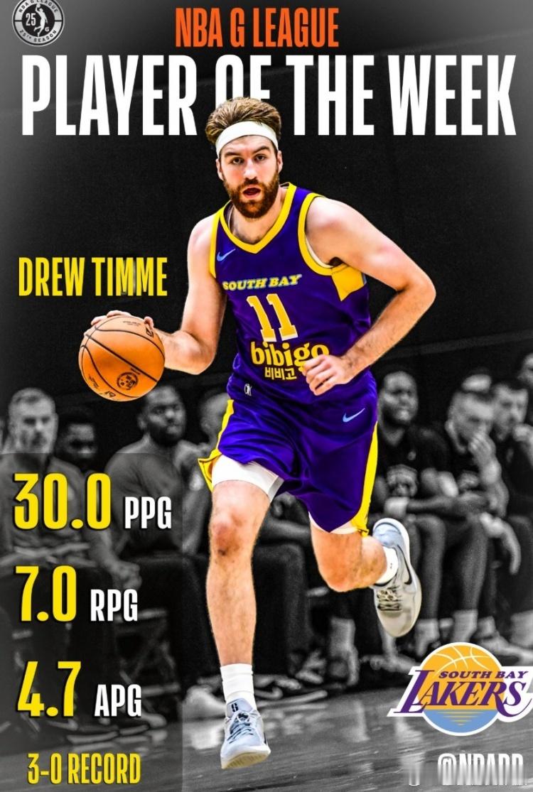 BrettSiegel:湖人即将与德鲁-蒂米签订一份双向合同！德鲁-蒂米今年