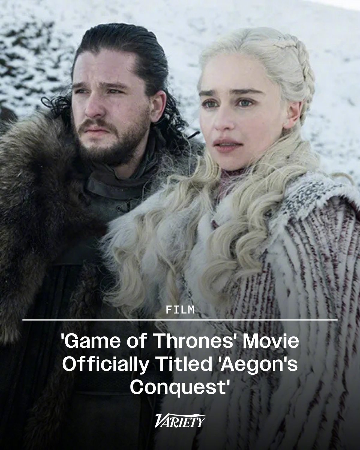 华纳兄弟正式宣布，《权力的游戏》首部电影暂定名为《权力的游戏：伊耿的征服》。具体