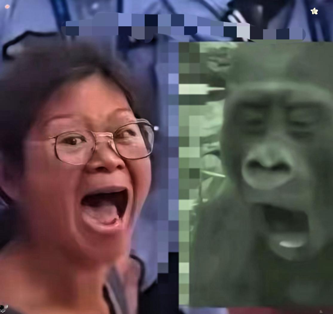 上海大师赛莽人谢姓女士已经以最快的速度火遍全网，动作，表情，堪比大猩猩，这个表情
