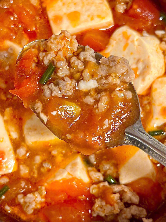 建议姐妹们把晚餐换成这个！番茄肉末豆腐！！