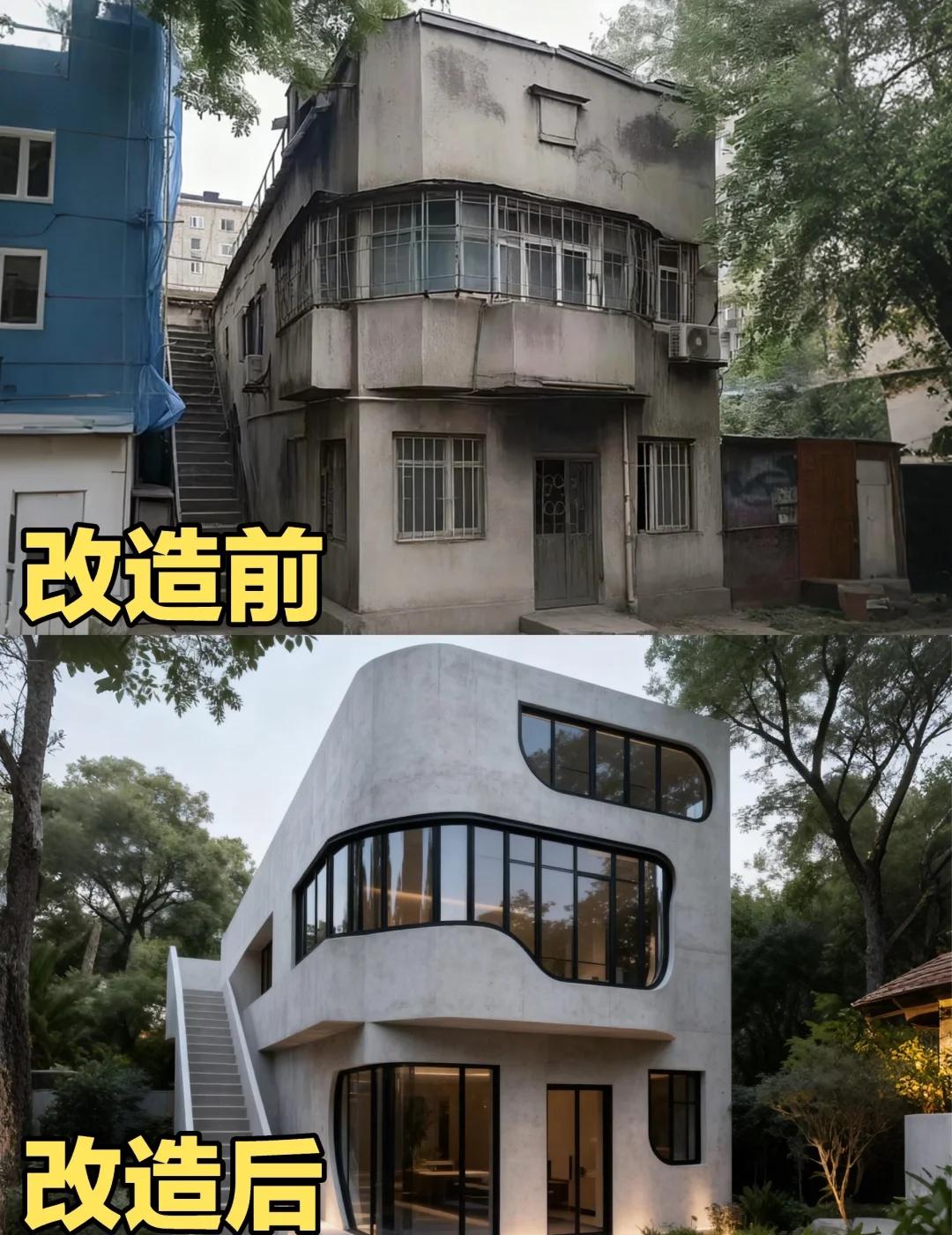 🔥老宅改成新房8AIGC自建房自建别墅建筑外观改造城市更新改造ai