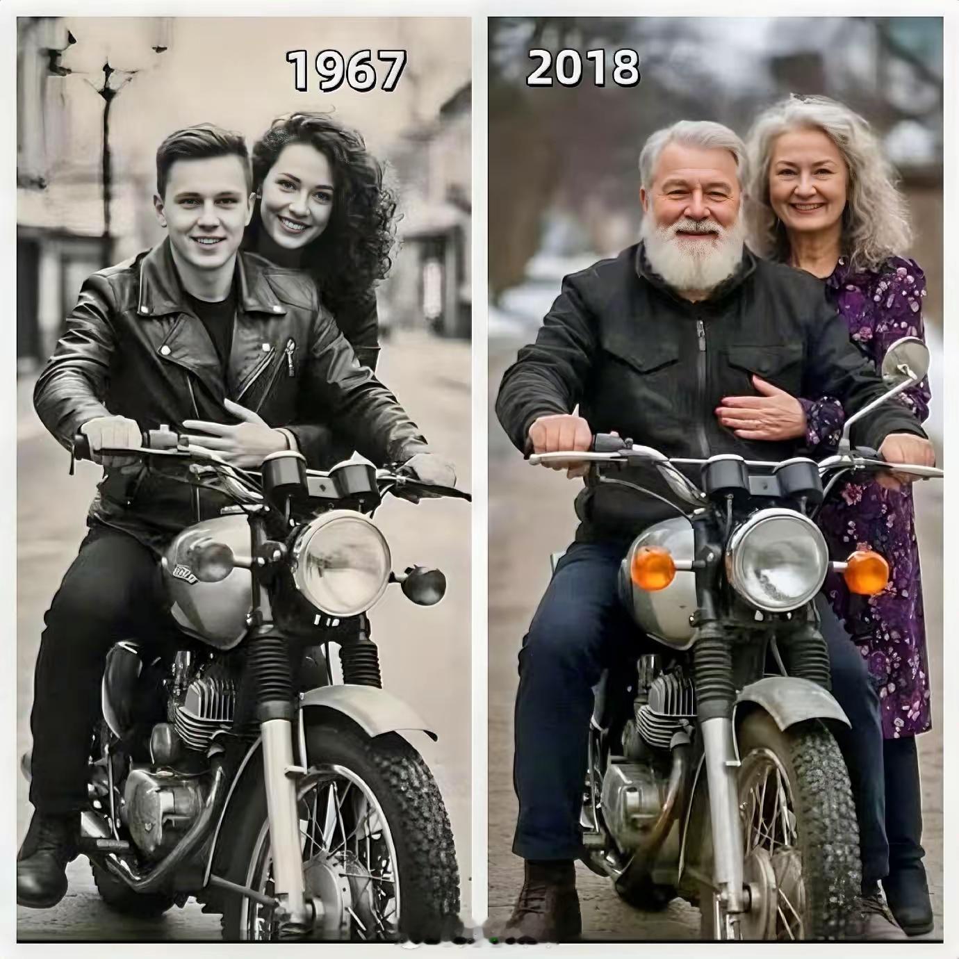 同一個地方、同一輛摩托車、相差51年！真的是歲月從不敗美人！踏板摩托车摩托车