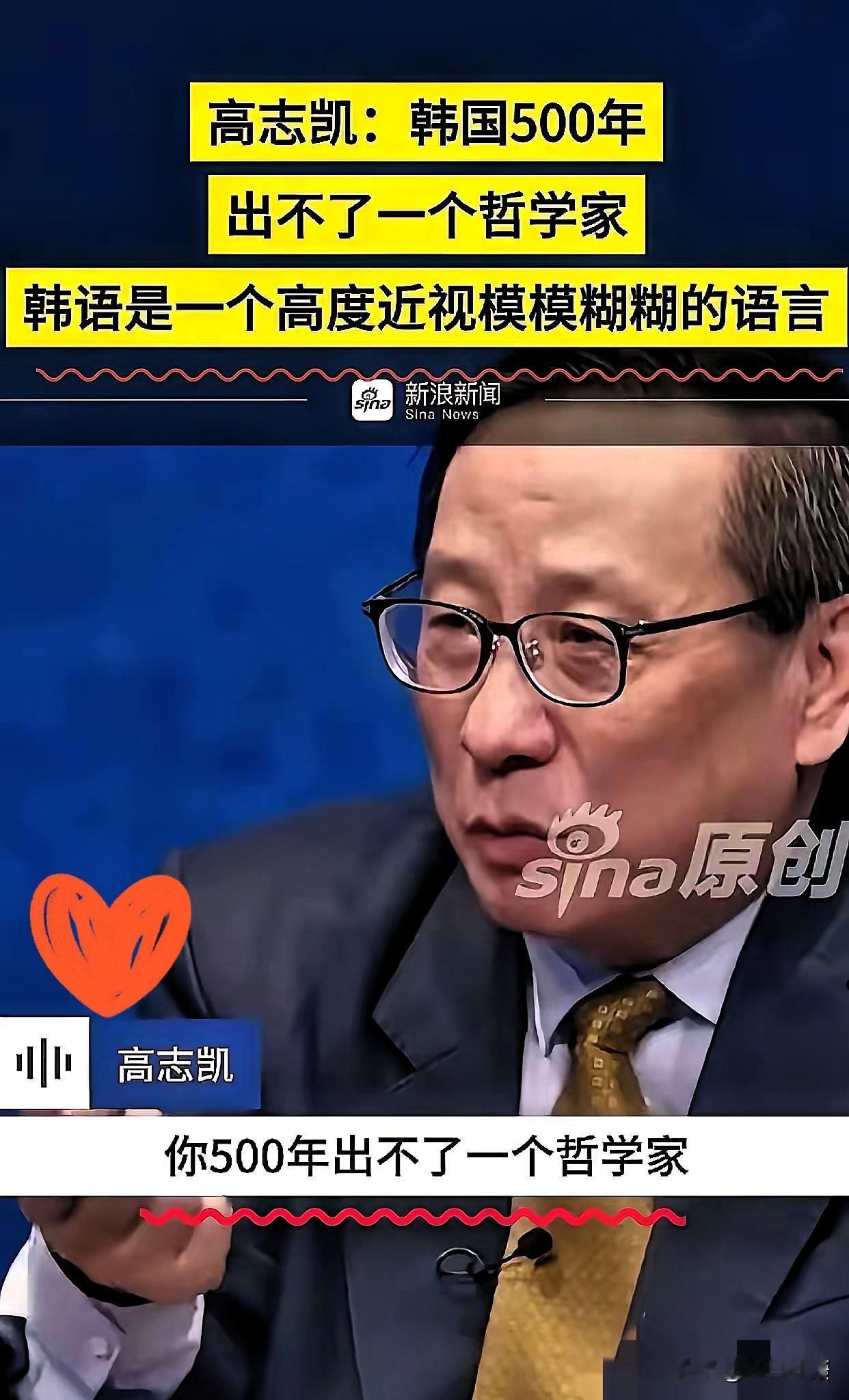 高志凯最近又开口了，为汉字证明，汉字才是最形象最标准也是最伟大的发明。说韩国