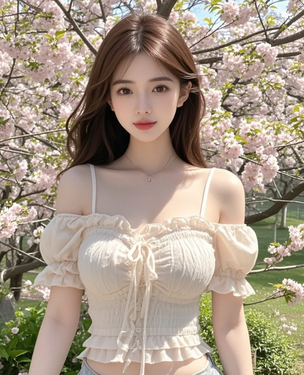樱花树下，佳人静待花开花落