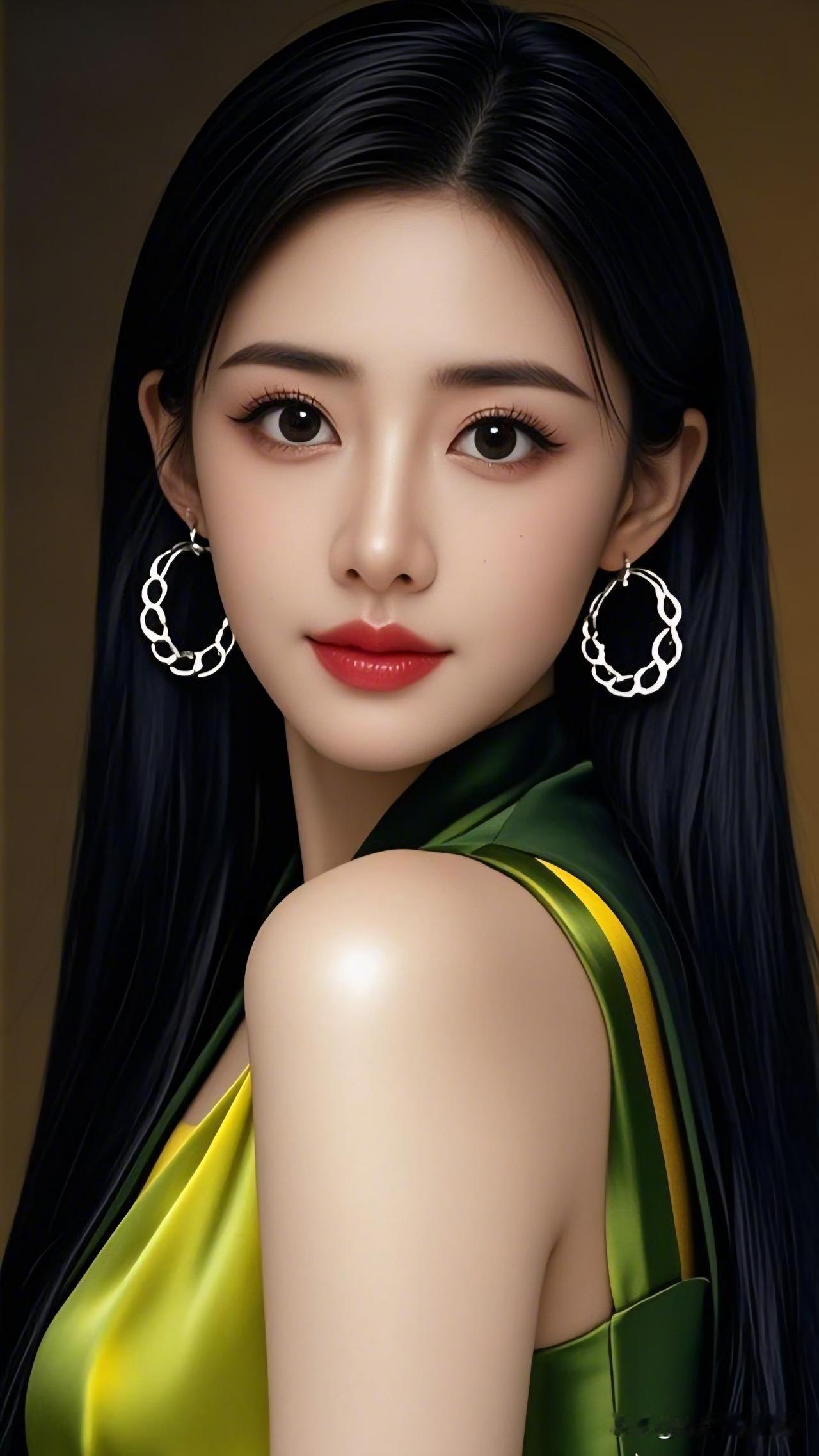 玉颜如花，红妆似火。分享你见闻过的绝色美人！优雅黑发，红唇诱惑，时尚耳环，迷人