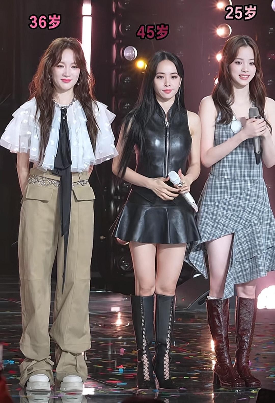 别以为脸蛋看不出年龄差就万事大吉，其实膝盖也能说明问题。蔡依林（45岁）是这中间