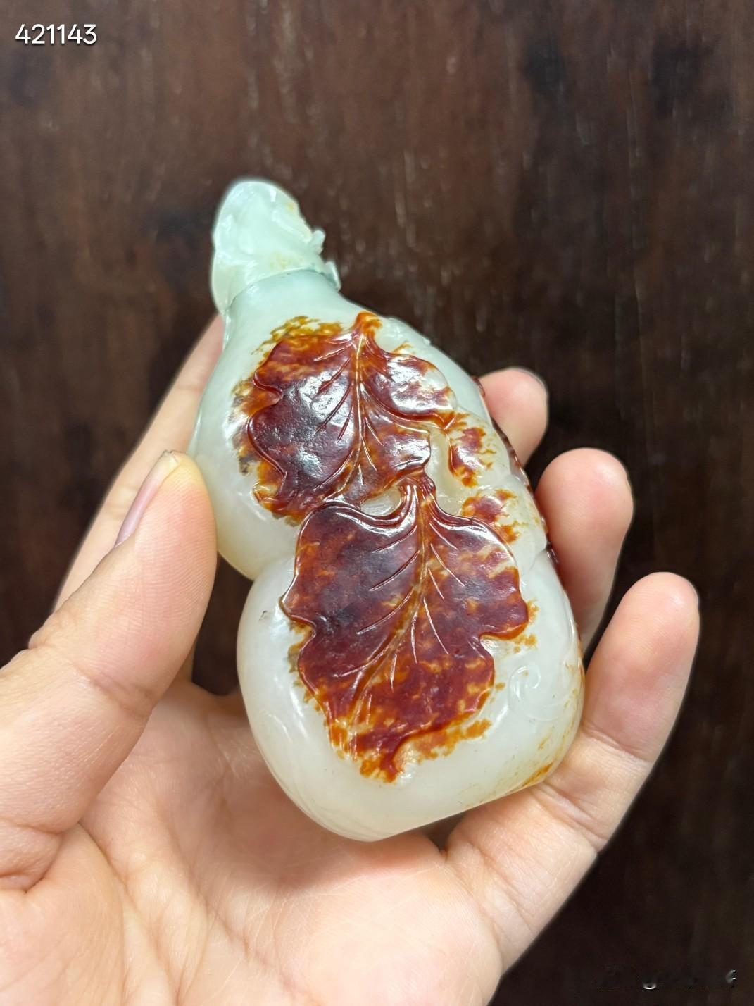 清代和田玉籽料福寿葫芦瓶规格：9.1*4.45*2.45cm