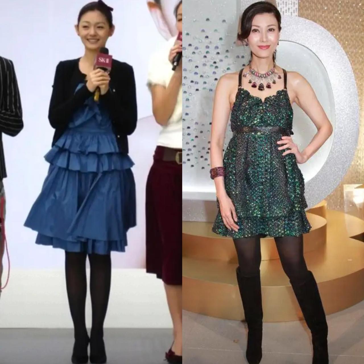 同样是三十多岁的年纪，同样是连衣裙搭配黑色丝袜，为什么大S穿起来就是比李嘉欣更协