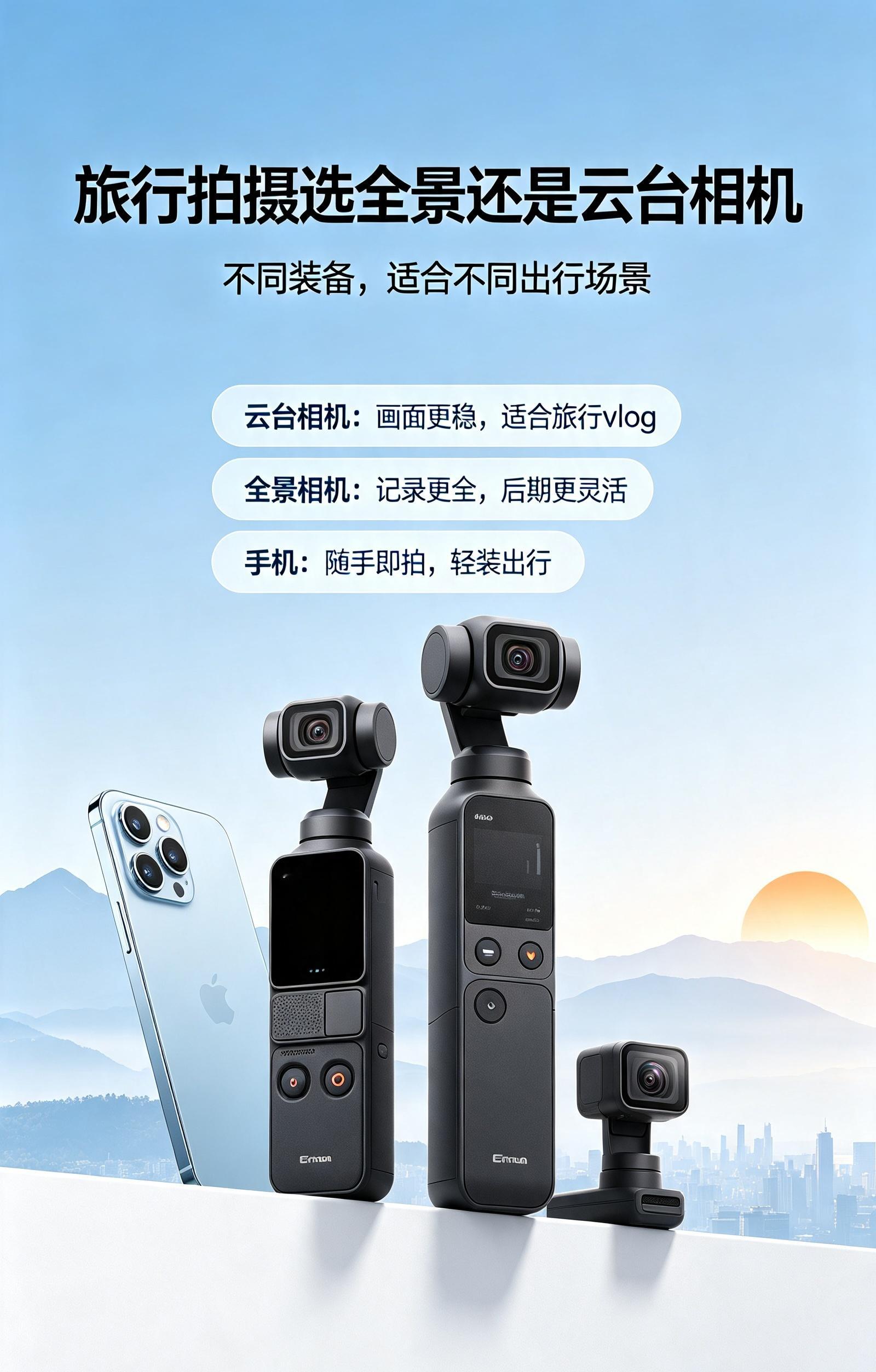 旅行拍摄选全景还是云台相机最近大疆、影石接连更新新一代全景相机，旅行拍摄设备又一
