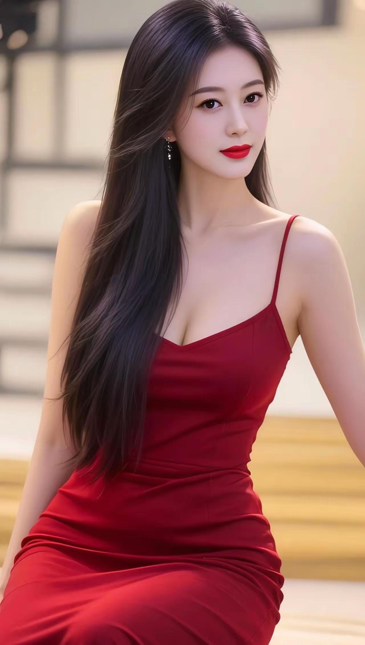 优雅红裙，气质女神，红唇诱惑，魅力无限！💃💃💃