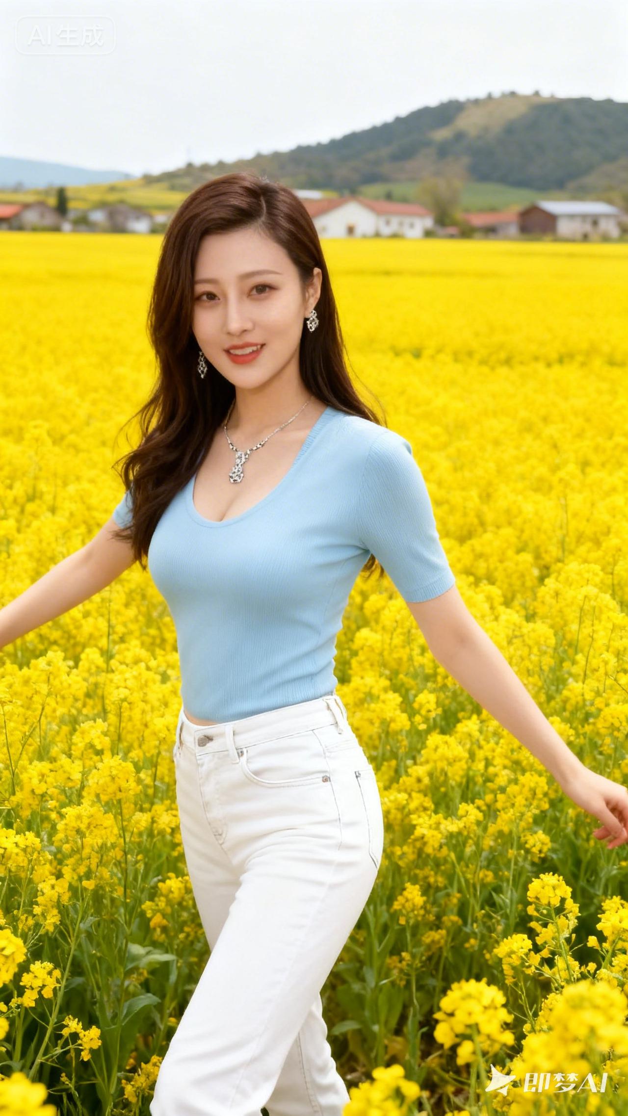 在油菜花田中，绽放出最美的自己！🌼💃🌸