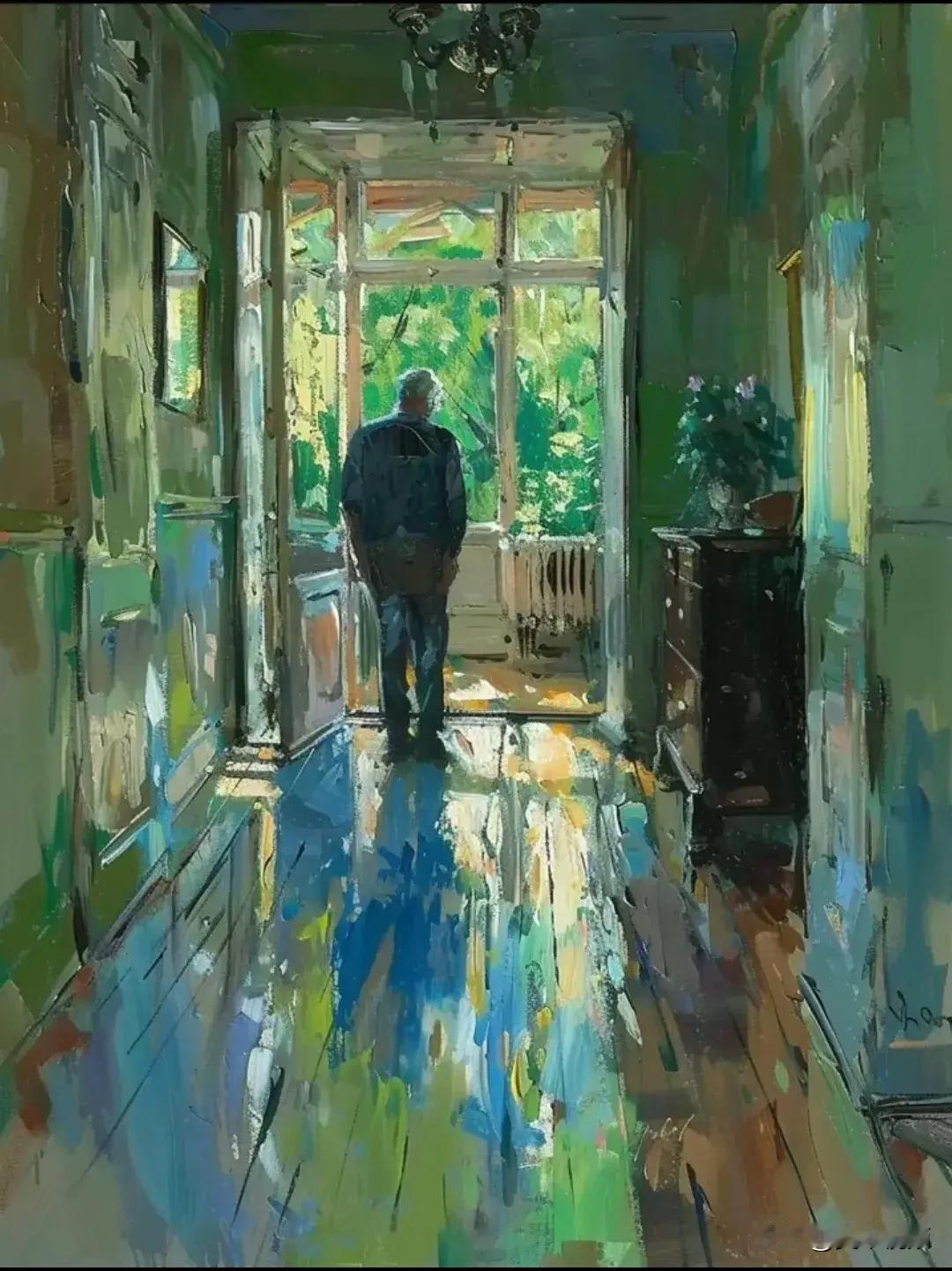 摒弃摄影参考的捷径，他执着于户外写生，以印象派的灵动笔触，糅合明快而醇厚的色彩，