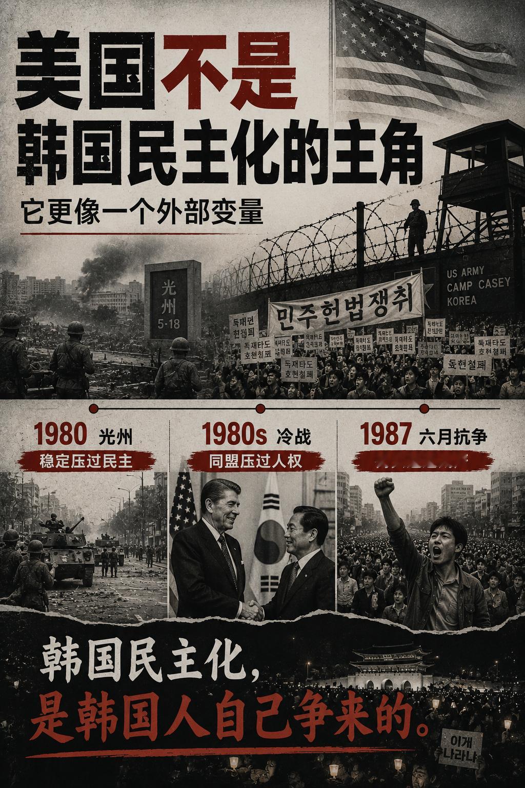 在韩国民主化进程中，驻韩美军起到了什么作用？Claude对此解答:这是一个需