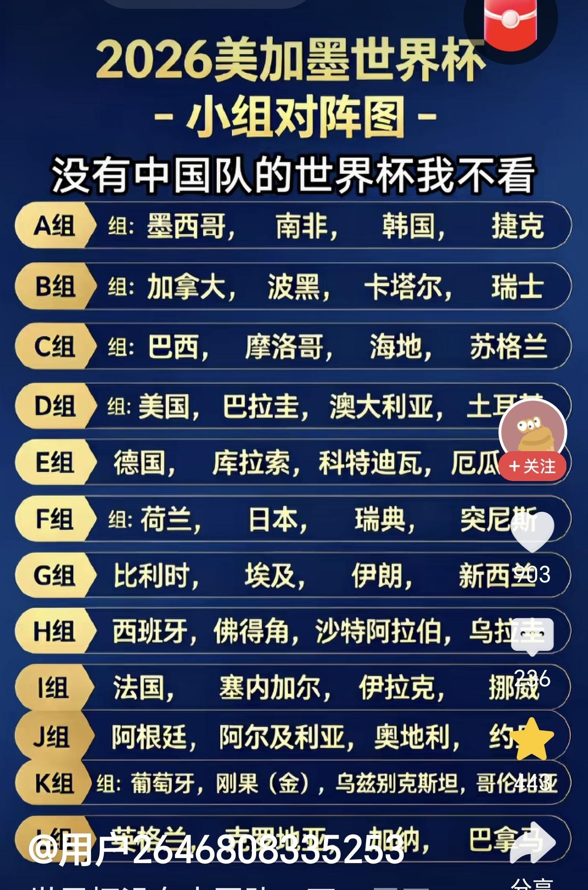 这届在美国进行的足球世界杯，有很多人问我怎么没有中国队。我说，以我们国家的足球水