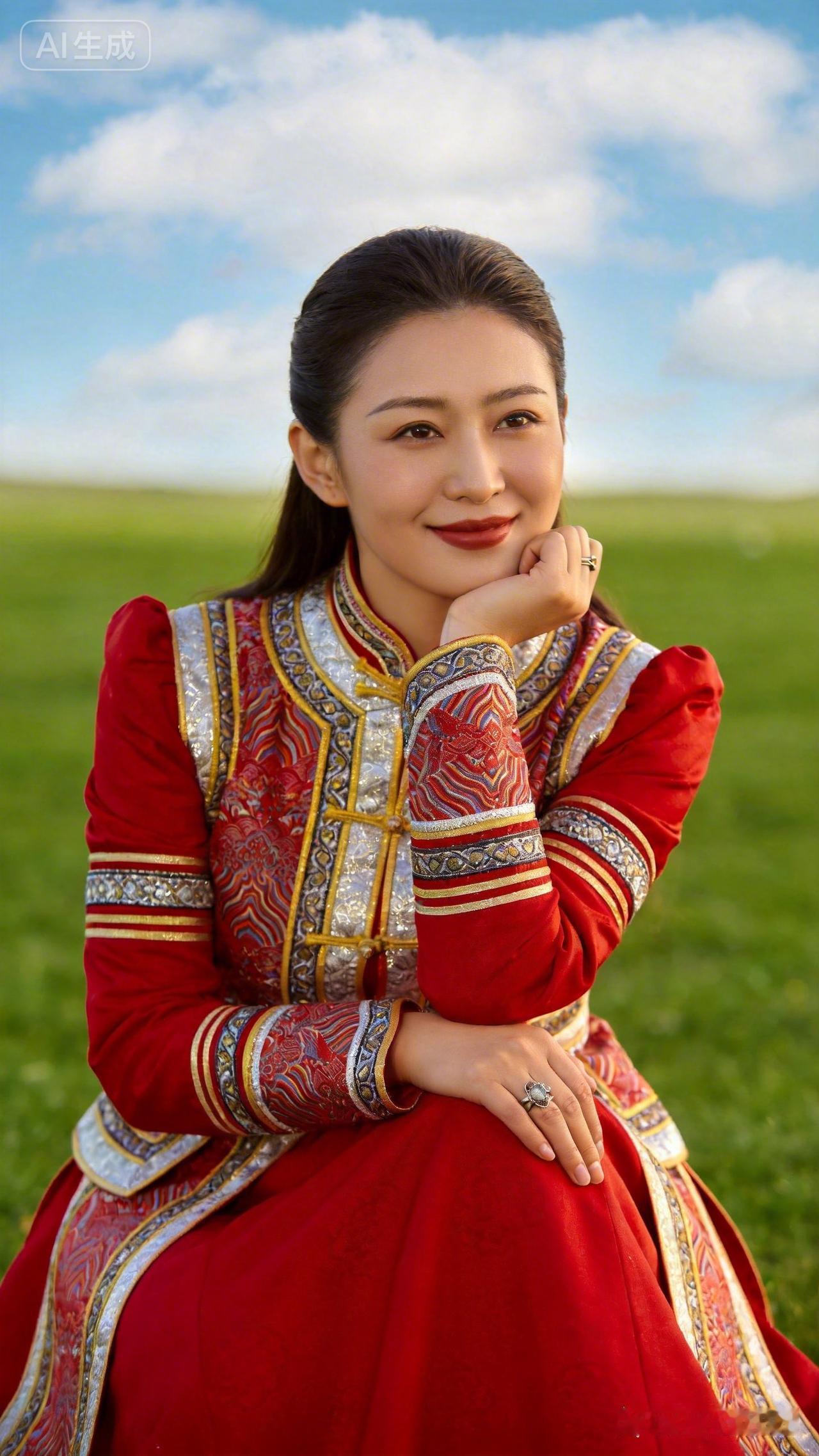 草原上的红衣美人，惊艳了整个夏天！🌿💃