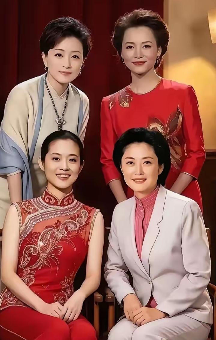四位央视著名女主持人，杨澜、倪萍、董卿、敬一丹，端庄大气，颜值出众、才华横溢、尽