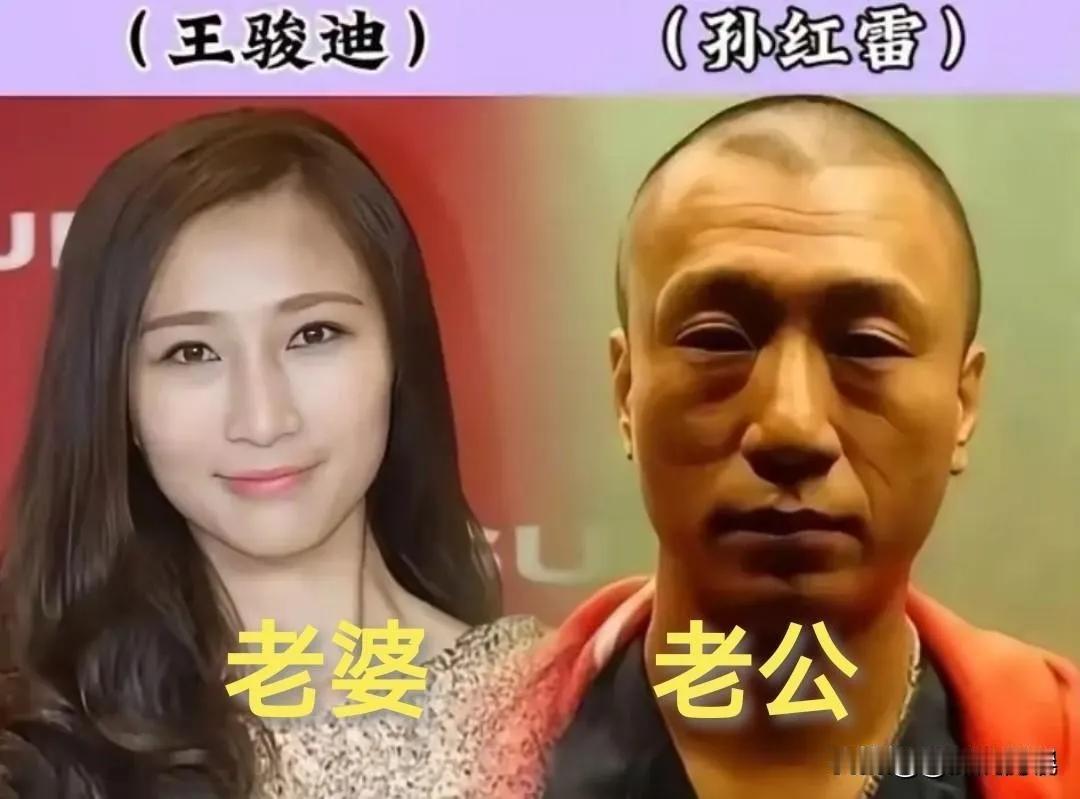 孙红雷和老婆样貌差距大。向佐和老婆样貌差距大。冯小刚和老婆样貌差距大。杜海