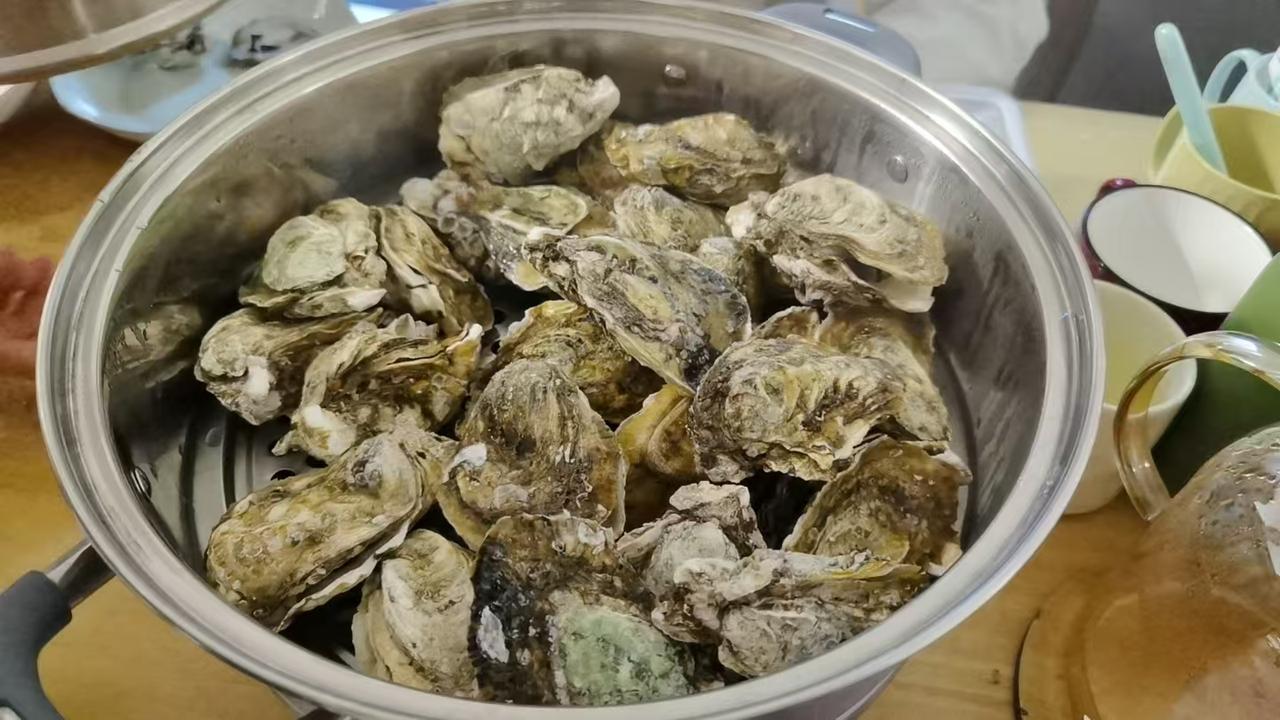 哇，吃生蚝了，又嫩又白又胖又爽口又新鲜的生蚝出炉了。好吃得很呢！[捂脸哭][捂