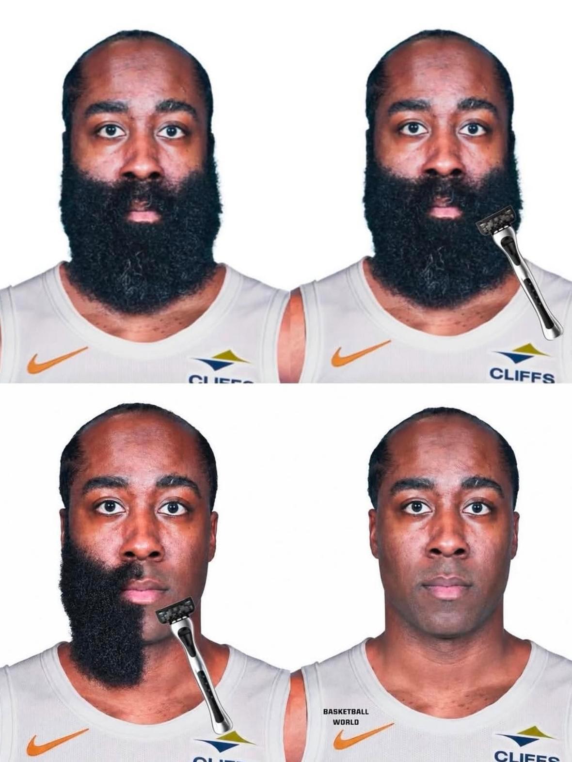这么多年，一直很好奇哈登没胡子是什么样？