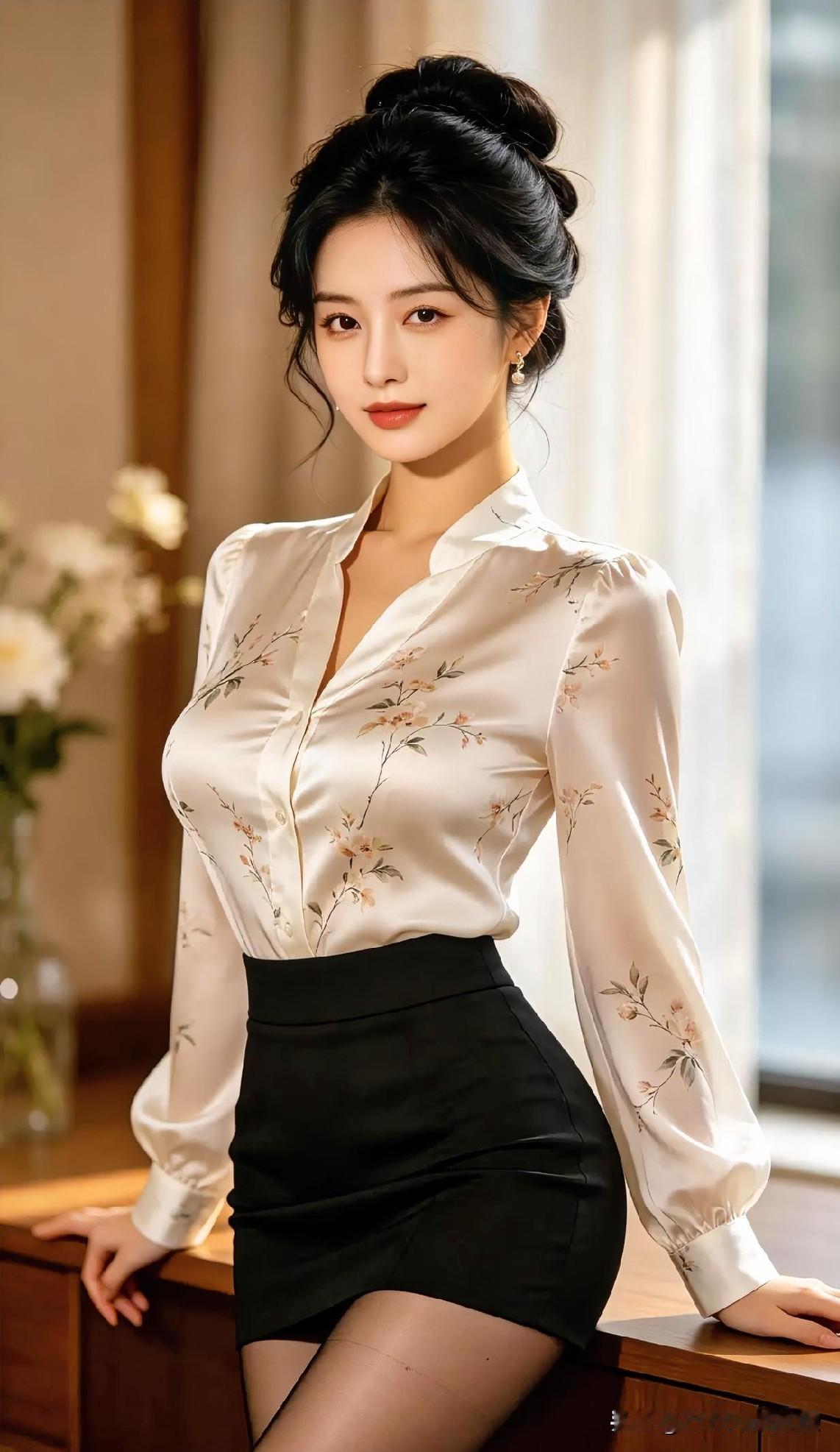 【现代散文诗·花影凝香】素绢轻纱，暗藏几枝浅淡春花；墨裙勾勒，尽显温婉身