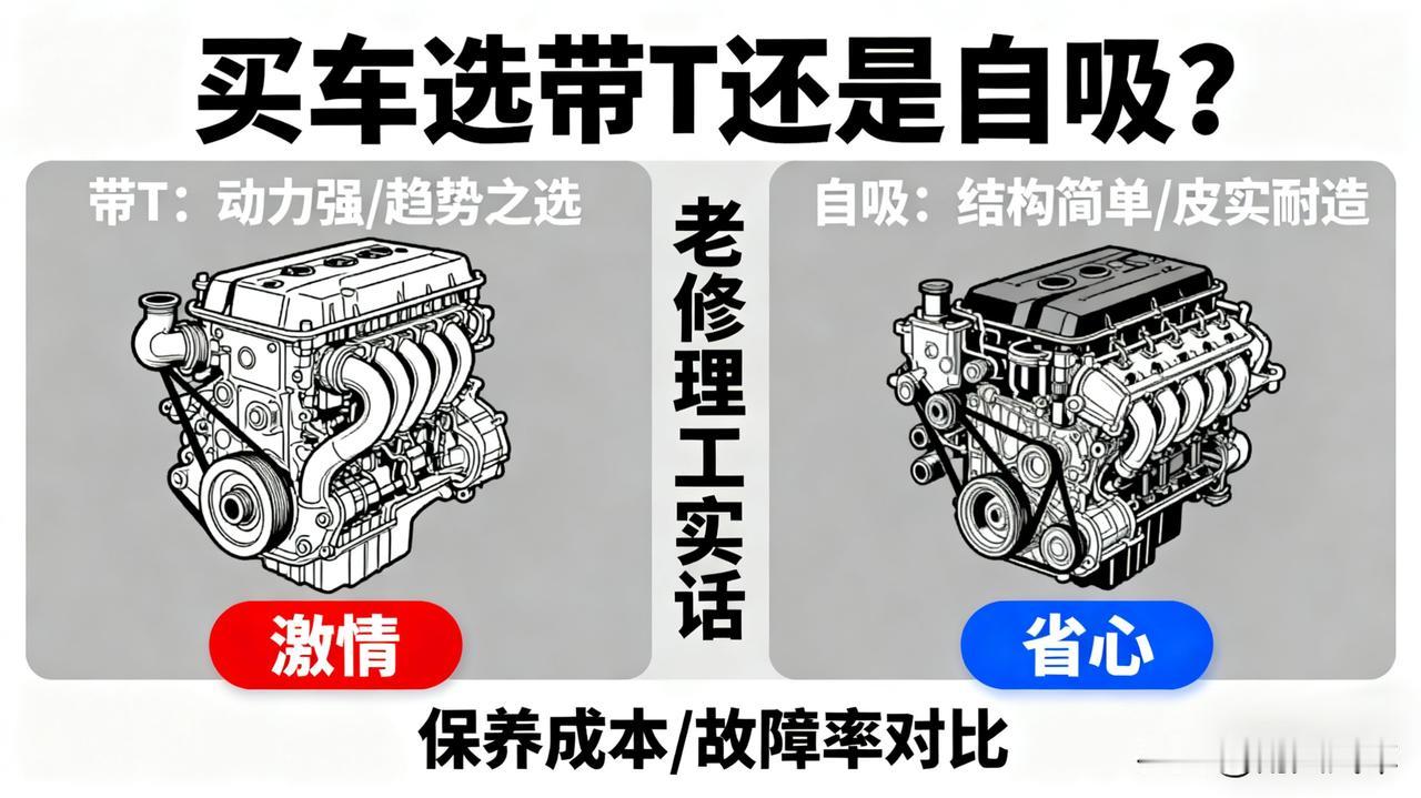 买车带T还是自吸？老修理工说了大实话！涡轮增压是趋势，动力强。但多了涡轮这个
