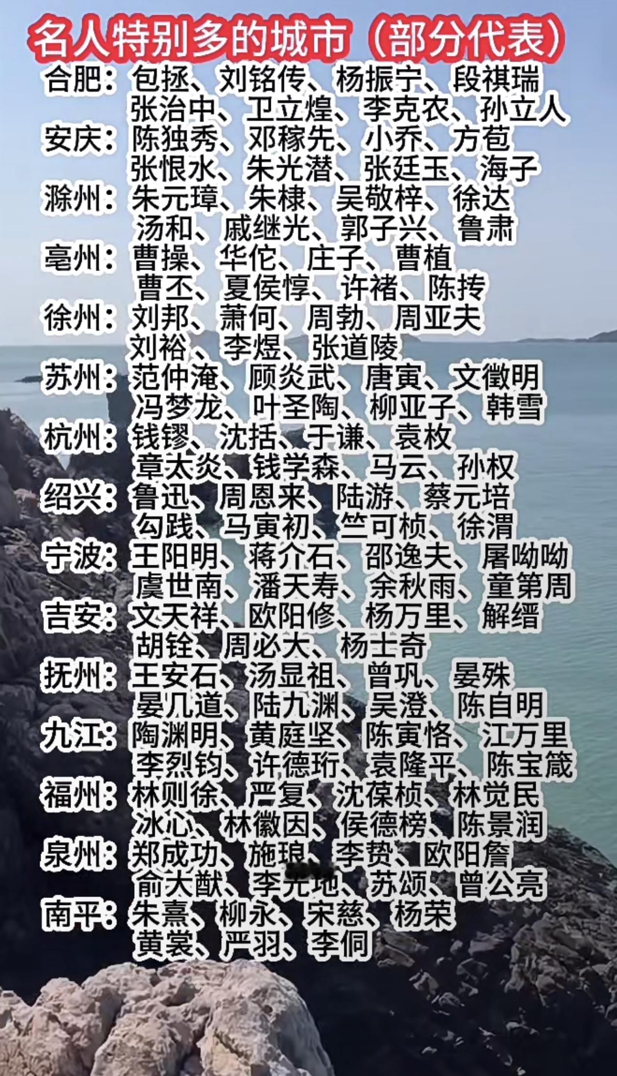 名人特别多的城市。城市成就名人，名人成就城市。