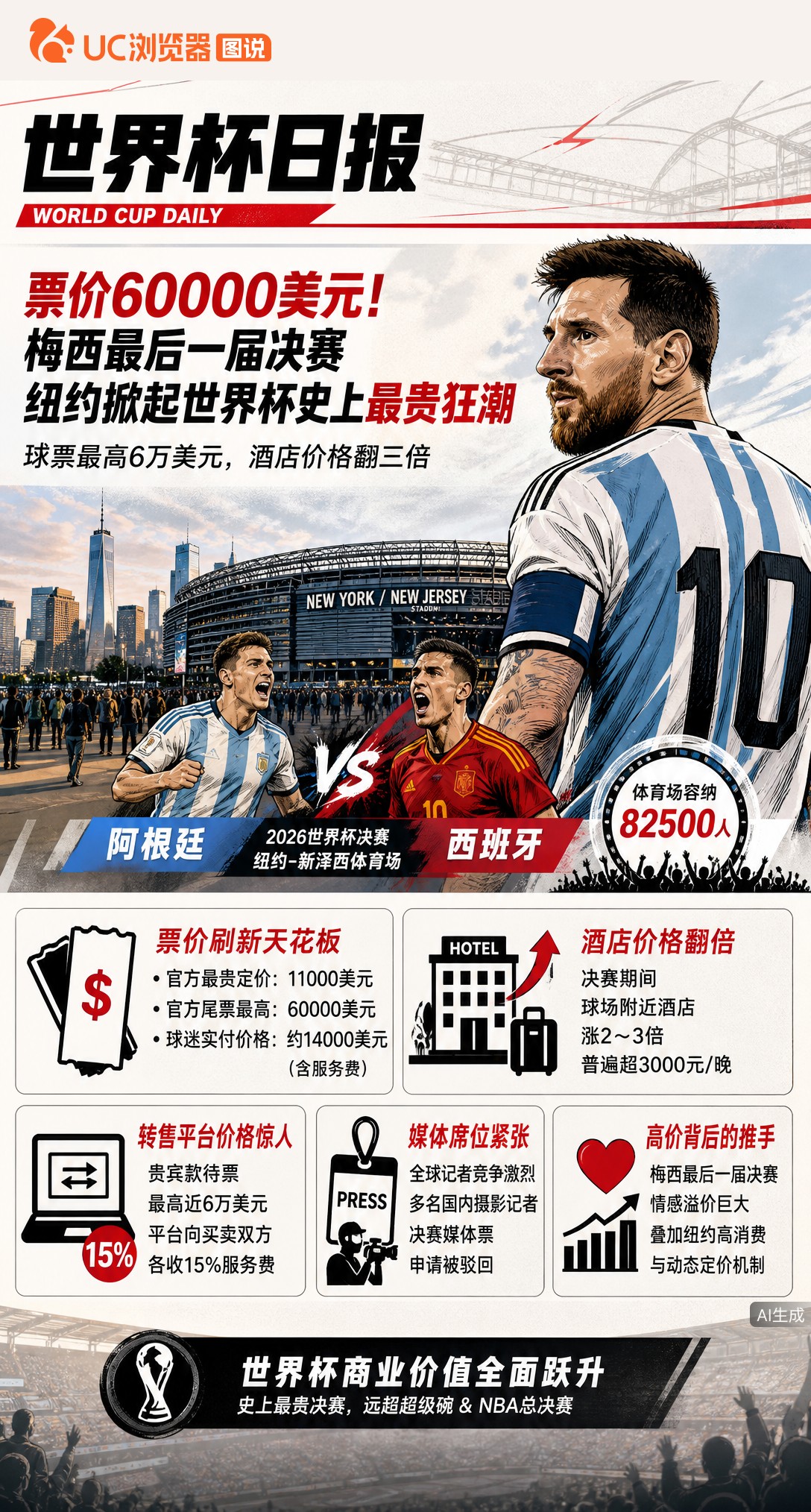 票价60000美元！梅西最后一届决赛，纽约掀起世界杯史上最贵狂潮