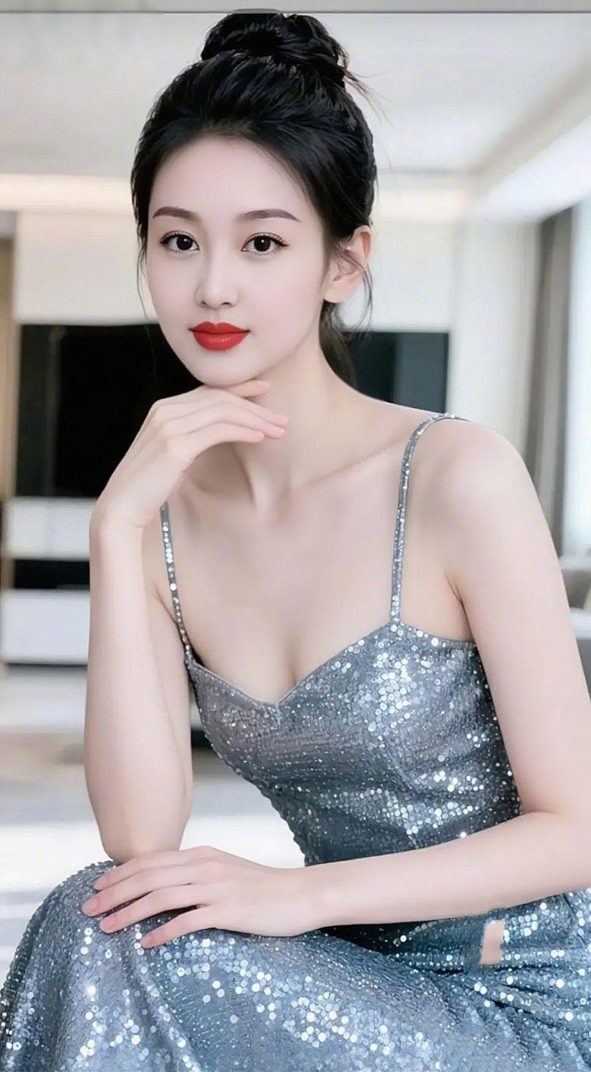 银裙凝光藏雅致银灰色亮片裙似揉进了星河的碎光，细碎的闪片在光影里轻轻流转，